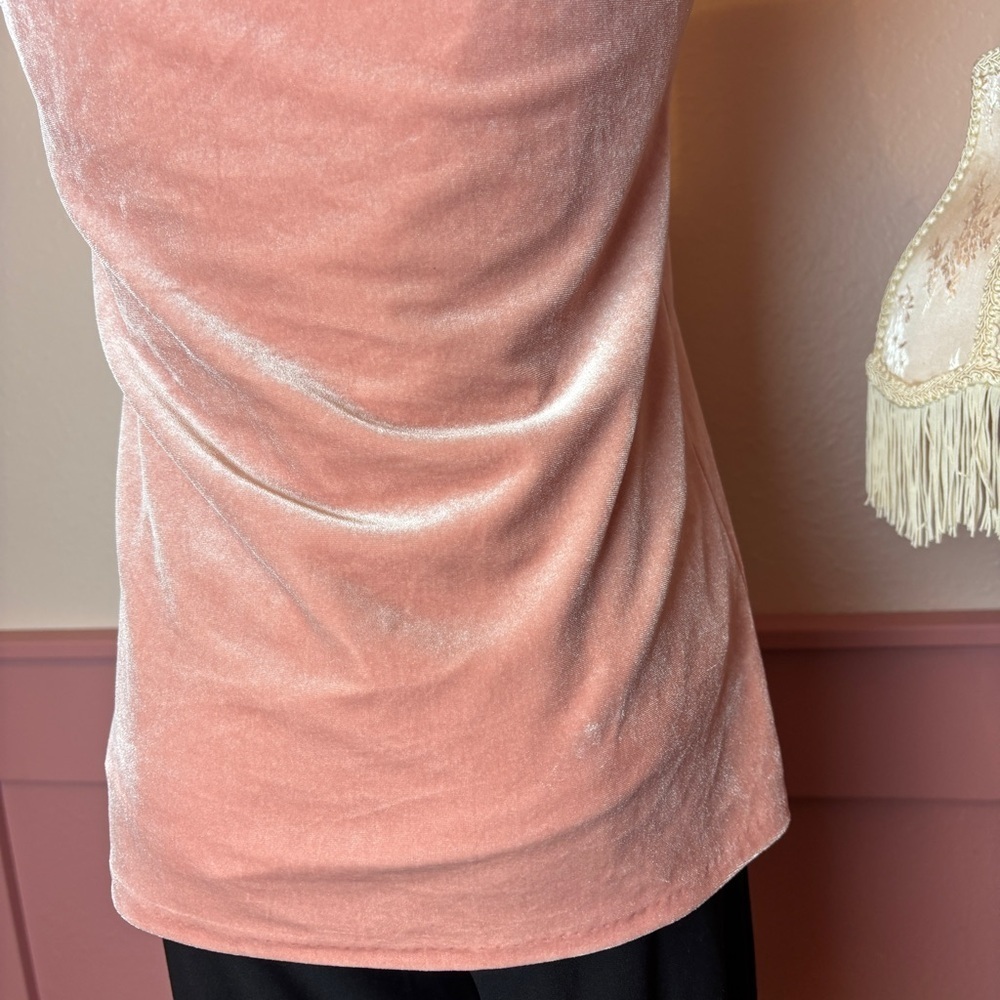 velour peachy pink blouse  white house black market sz xxs office holiday women - Picture 4 of 9